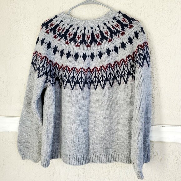 Cozy Fair Isle Blouson-Sleeve Sweater, Old Navy, Women's M, Gray - Picture 4 of 9